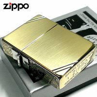 ZIPPO ライター ジッポ 1935 復刻レプリカ ゴールド アンティークブラス 3面アラベスク ダイアゴナルライン 3バレル 唐草 彫刻 アンティーク 角型 メンズ ギフト プレゼント