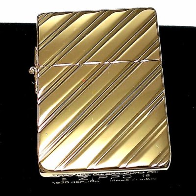 画像2: ZIPPO ライター 1935 復刻レプリカ ジッポー K24 純金メッキ かっこいい 5面ダイヤカット彫刻 ゴールド 角型 ギフト プレゼント 3バレル おしゃれ メンズ