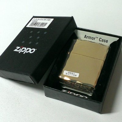 画像5: ZIPPO アーマー ジッポ ライター ゴールド シャインレイ 金タンク 重厚モデル 両面コーナー彫刻 金 シンプル メンズ ジッポー ギフト プレゼント