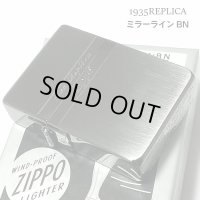 ZIPPO ライター かっこいい ミラーライン ジッポ 1935 復刻レプリカ ブラックニッケル サテン＆鏡面 おしゃれ シンプル メンズ ギフト プレゼント