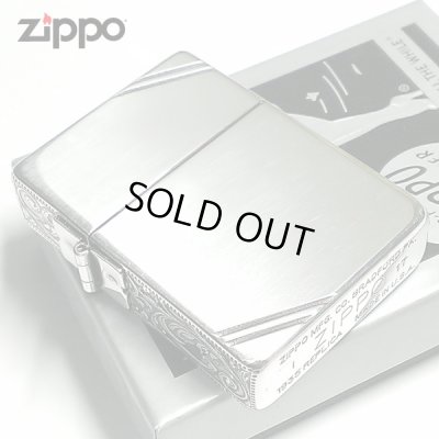 画像1: ZIPPO ライター ジッポ 1935 復刻レプリカ シルバー 燻し 3面アラベスク ダイアゴナルライン 3バレル かっこいい 唐草 彫刻 アンティーク 角型 メンズ ギフト