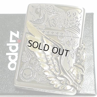 画像2: ZIPPO ライター Fortune head ジッポ スカル3面メタル ふくろう かっこいい フォーチュンヘッド ブラス古美 ドクロ おしゃれ メンズ ギフト プレゼント