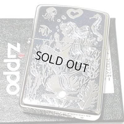 画像2: ZIPPO ライター アーマー ジッポ シルバー＆ブルー 鏡面 マーメイド スワロフスキー かっこいい おしゃれ メンズ ギフト プレゼント