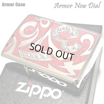 画像1: ジッポ ZIPPO ライター アーマー ニューダイアル レッド 重厚 スワロフスキー ダイアノシルバー 鏡面 深彫り 赤 美しい かっこいい おしゃれ メンズ ギフト プレゼント 