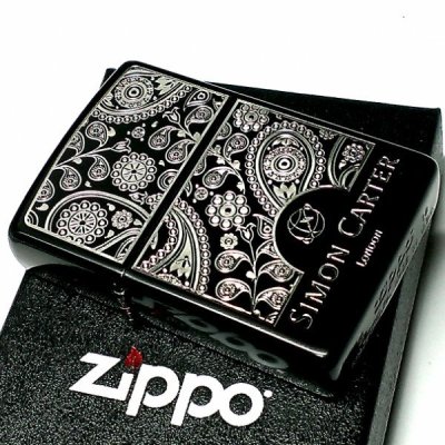 画像2: ZIPPO おしゃれ ライター サイモンカーター ジッポ かっこいい ペイズリ― マットブラック×シルバー 艶消し 黒 彫刻 メンズ ブランド プレゼントかわいい