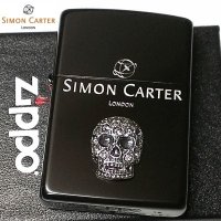 ZIPPO サイモンカーター ジッポ ライター スカルメタル スワロフスキー ドクロ マットブラック 艶消し 黒 かっこいい おしゃれ メンズ ブランド ギフト