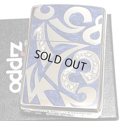 画像2: ZIPPO ライター アーマー ジッポ ニューダイアル ブルー スワロフスキー 重厚 ダイアノシルバー 鏡面 深彫り 美しい 青 かっこいい おしゃれ メンズ ギフト プレゼント 