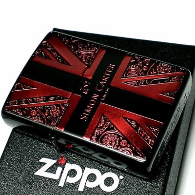 画像2: ZIPPO サイモンカーター ジッポ ライター ブランド ユニオンジャック＆ペイズリー マットブラック ワインレッド 艶消し黒 彫刻 かっこいい メンズ プレゼント