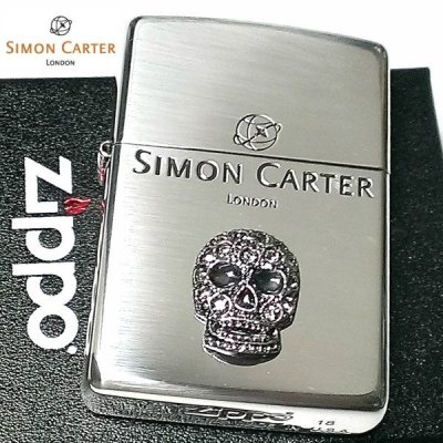 画像1: ZIPPO サイモンカーター ジッポ ライター スカルメタル スワロフスキー ドクロ シルバー 銀イブシ かっこいい おしゃれ メンズ ブランド ギフト プレゼント