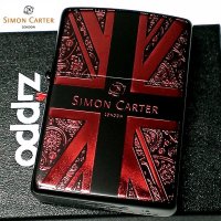 ZIPPO サイモンカーター ジッポ ライター ブランド ユニオンジャック＆ペイズリー マットブラック ワインレッド 艶消し黒 彫刻 かっこいい メンズ プレゼント