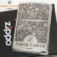 ZIPPO サイモンカーター ジッポ ライター ブランド ペイズリ― シルバーイブシ 銀 彫刻 メンズ おしゃれ かっこいい ギフト プレゼント