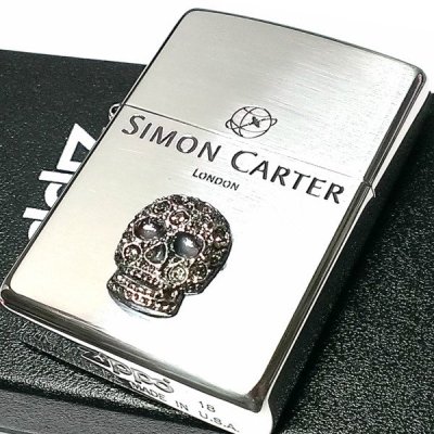 画像2: ZIPPO サイモンカーター ジッポ ライター スカルメタル スワロフスキー ドクロ シルバー 銀イブシ かっこいい おしゃれ メンズ ブランド ギフト プレゼント