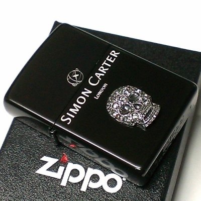 画像2: ZIPPO サイモンカーター ジッポ ライター スカルメタル スワロフスキー ドクロ マットブラック 艶消し 黒 かっこいい おしゃれ メンズ ブランド ギフト