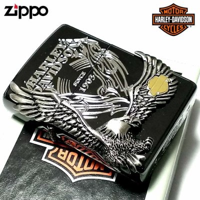 画像2: ZIPPO ライター ハーレーダビッドソン ジッポ イオンブラック 銀イブシメタル 黒 イーグル 日本国内限定モデル かっこいい おしゃれ ジッポー ギフト