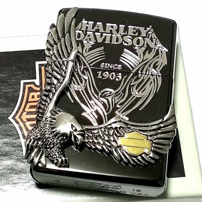 画像1: ZIPPO ライター ハーレーダビッドソン ジッポ イオンブラック 銀イブシメタル 黒 イーグル 日本国内限定モデル かっこいい おしゃれ ジッポー ギフト