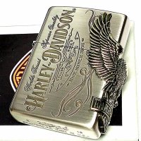 ジッポライター ハーレーダビッドソン ZIPPO かっこいい アンティーク シルバー＆ゴールド 金銀 古美仕上げ 3面メタル 鷲 日本国内限定モデル メンズ ギフト