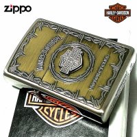 ZIPPO ライター ハーレーダビッドソン ジッポ アンティーク ブラス＆シルバー 彫刻 かっこいい 日本限定モデル メタル おしゃれ メンズ ギフト プレゼント