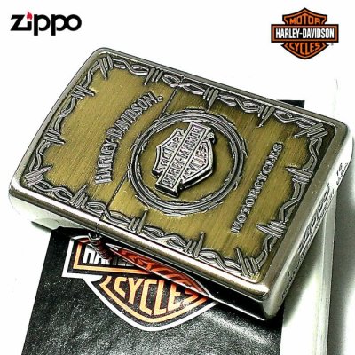 画像1: ZIPPO ライター ハーレーダビッドソン ジッポ アンティーク ブラス＆シルバー 彫刻 かっこいい 日本限定モデル メタル おしゃれ メンズ ギフト プレゼント