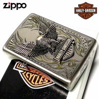 ZIPPO ライター ハーレーダビッドソン ジッポ アンティークニッケル＆ゴールド 金銀 古美仕上げ 鷲 メタル イーグル 日本国内限定モデル かっこいい ジッポー