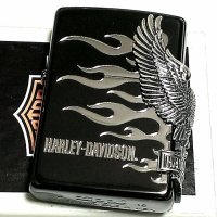 ZIPPO ハーレーダビッドソン ジッポライター ブラック＆シルバー かっこいい ファイヤー 3面銀燻しメタル イーグル 黒銀 HARLEY-DAVIDSON 日本国内限定モデル ジッポー ギフト