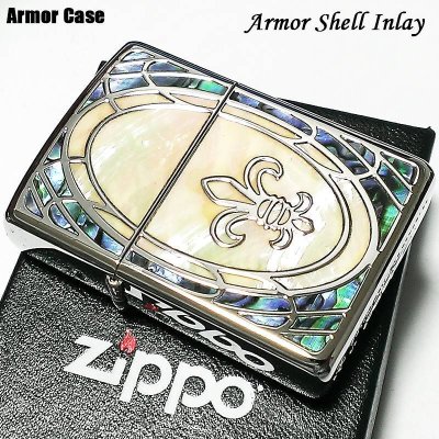 画像1: ZIPPO ジッポ アーマー 重厚 リリー 天然貝象嵌 シェルインレイ ライター 綺麗 シルバー ホワイトシェル 鏡面 おしゃれ かっこいい メンズ レディース プレゼント ギフト 