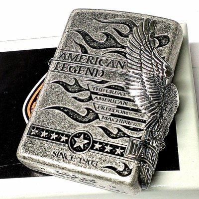 画像1: ZIPPO ハーレーダビッドソン ジッポ ライター アンティークシルバー 銀古美 3面大型メタル 鷲 HARLEY-DAVIDSON 日本国内限定モデル かっこいい メンズ ギフト