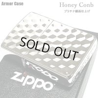 ZIPPO ライター アーマー プラチナシルバー ハニーコンボ 両面加工 六角形 ライター かっこいい 深彫り おしゃれ 重厚 メンズ レディース ギフト プレゼント