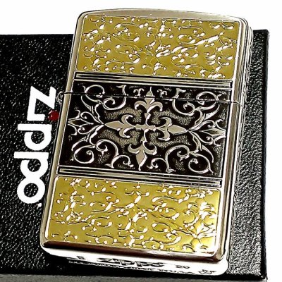 画像2: ZIPPO ライター アーマー 5面 アラベスク ジッポ シルバー＆ゴールド 銀 金 中世模様 かっこいい 5面加工 重厚 メンズ ギフト プレゼント