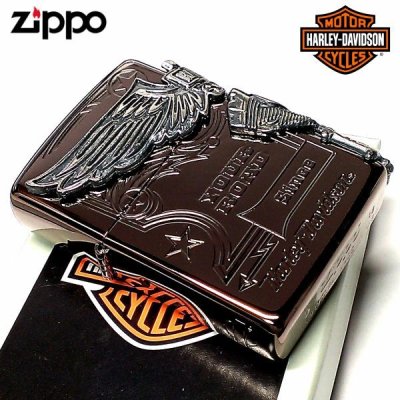 画像2: ZIPPO ライター ハーレーダビッドソン ジッポ チョコブラウン チタン加工 3面大型メタル イーグル HARLEY-DAVIDSON 日本国内限定モデル かっこいい ギフト