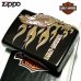 画像2: ZIPPO ハーレーダビッドソン ジッポライター ブラック＆ゴールド かっこいい ファイヤー 3面ゴールドメタル イーグル 黒金 HARLEY-DAVIDSON 日本国内限定モデル ジッポー ギフト (2)