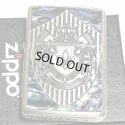 画像2: ZIPPO アーマー シェルシールド ジッポ ライター 深彫 重厚 かっこいい 銀イブシ クリアーコーティング加工 貝貼り シルバー おしゃれ メンズ レディース ギフト