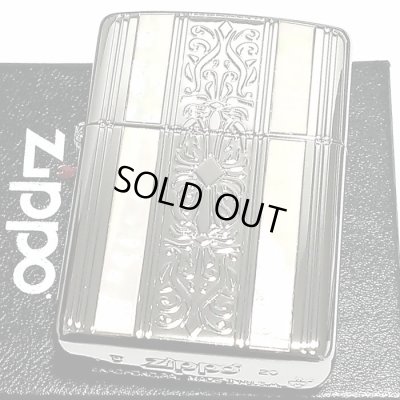 画像2: ジッポ アーマー ZIPPO ライター シェル&アラベスク サイドロゴ シルバー 中世模様 天然貝 ホワイトシェル 銀 両面加工 重厚モデル かっこいい メンズ ギフト プレゼント 