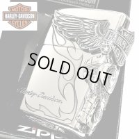 ZIPPO ライター ハーレーダビッドソン ジッポ シルバー燻し 大型3面メタル 彫刻 かっこいい 日本限定モデル おしゃれ ウィング メンズ ギフト プレゼント