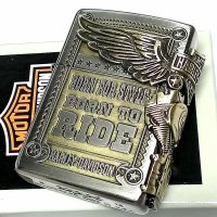 ZIPPO ライター ハーレーダビッドソン ジッポ アンティークシルバー＆ゴールド 金銀 古美仕上げ 3面メタル イーグル 日本国内限定モデル かっこいい ジッポー ギフト