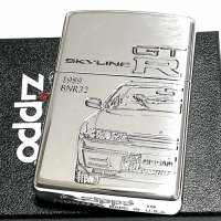 ZIPPO ライター スカイラインGT-R 生誕50周年記念 ジッポ R32 限定 日産公認モデル GTR-BNR32 シリアル入り シルバーイブシ 両面加工 車 かっこいい メンズ ギフト プレゼント