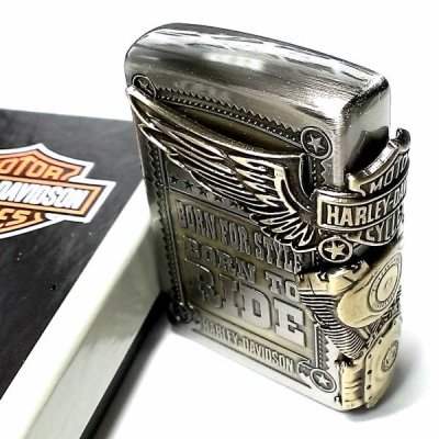 画像2: ZIPPO ライター ハーレーダビッドソン ジッポ アンティークシルバー＆ゴールド 金銀 古美仕上げ 3面メタル イーグル 日本国内限定モデル かっこいい ジッポー ギフト