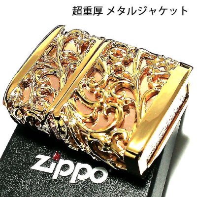 画像2: ZIPPO ライター 超重厚 メタルジャケット ゴールド 豪華 ジッポ 彫刻デザイン デビル 4面加工 金 メンズ ゴールドポリッシュ アクセサリー かっこいい プレゼント ギフト