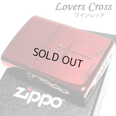 画像1: ZIPPO ジッポ ハート クロス ラバーズ ライター 彫刻 ワインレッド 可愛い おしゃれ 女性 赤 メンズ ギフト ペア プレゼント レディース