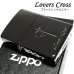 画像1: ZIPPO ジッポ クロス ハート ラバーズ 彫刻 ライター ブラックミラー 可愛い おしゃれ 黒 レディース メンズ ギフト ペア プレゼント 女性  (1)