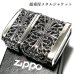 画像2: ZIPPO ライター メタルジャケット ダブルクロス 超重厚 シルバーイブシ ジッポ 4面加工 彫刻デザイン 銀 メンズ アクセサリー かっこいい 十字架 プレゼント ギフト (2)