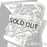 ZIPPO ライター メタルジャケット 超重厚 デビル シルバーイブシ 豪華 ジッポ 彫刻デザイン 4面加工 銀 メンズ アクセサリー かっこいい プレゼント ギフト