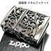 画像2: ZIPPO ライター メタルジャケット 超重厚 デビル シルバーイブシ 豪華 ジッポ 彫刻デザイン 4面加工 銀 メンズ アクセサリー かっこいい プレゼント ギフト (2)