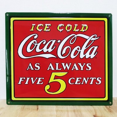 画像1: ブリキ看板 アンティーク コカコーラ COKE ICE COLD ガレージ プレート 可愛い 壁飾り 正規ライセンス品 アメリカン 雑貨 コーラ インテリア おしゃれ サーファー かわいい カフェ 店舗