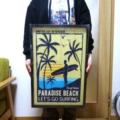 画像3: 木製看板 おしゃれ Paradise Beach ビーチ サーファー ヤシの木 ウッドボード サーフィン ガレージ リビング 壁掛け 可愛い カフェ かわいい 店舗 飾り レトロ看板