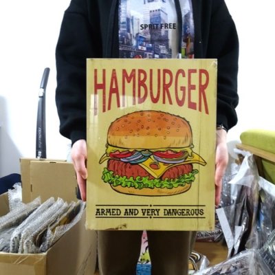 画像3: 木製看板 ハンバーガー HAMBURGER ウッドボード サーフィン ガレージ リビング 壁掛け 可愛い おしゃれ サーファー かわいい カフェ 店舗 飾り レトロ看板