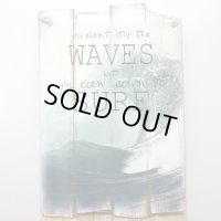 木製看板 WAVES SURF サーファー ウッドボード サーフィン ガレージ リビング 壁掛け 可愛い おしゃれ カフェ 店舗 かわいい 飾り レトロ看板