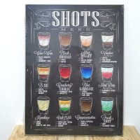 木製看板 可愛い SHOTS ドリンク ウッドボード サーフィン ガレージ リビング 壁掛け かわいい おしゃれ サーファー カフェ 店舗 飾り レトロ看板