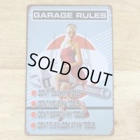 アメリカン ブリキ看板 GARAGE RULES セクシー プレート 壁飾り ビンテージ 雑貨 インテリア 可愛い かわいい サーファー カフェ 店舗