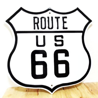 画像1: ブリキ看板 ルート66 アンティーク ROUTE 66 ガレージ 壁飾り ロゴ 正規ライセンス品 アメリカン 雑貨 かっこいい おしゃれ 可愛い サーファー カフェ 店舗