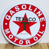 ブリキ看板 TEXACO ラウンドエンボスメタル アンティーク ガレージ プレート 可愛い 壁飾り 正規ライセンス品 アメリカン 雑貨 インテリア おしゃれ サーファー かわいい カフェ 店舗